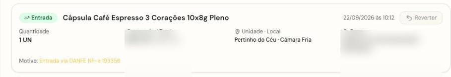 A entrada recém-criada no topo do histórico